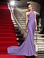 cheap Evening Dresses-Mermaid / Trumpet Celebrity Style Beautiful Back Holiday Cocktail Party Formal Evening Dress One Shoulder Sleeveless Sweep / Brush Train Jersey with Criss Cross Beading Side Draping 2020