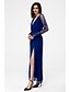 cheap Maxi Dresses-Swing Dress Long Sleeve Solid Colored Lace Split Spring Fall V Neck Lace Blue / Maxi