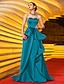 billige Aftenkjoler-A-Line Celebrity Style Prom Formal Evening Military Ball Dress Sweetheart Neckline Sleeveless Sweep / Brush Train Satin with Sash / Ribbon Pleats Appliques 2021