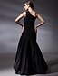 cheap Evening Dresses-Mermaid / Trumpet Elegant Dress Prom Formal Evening Floor Length Sleeveless One Shoulder Taffeta with Side Draping 2024