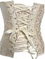 abordables Corsets et lingerie sculptante-Corset Femme Sortie Soirée Beige Corset Overbust Zip Dentelle Couleur Pleine