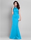 cheap Evening Dresses-Mermaid / Trumpet Elegant Dress Formal Evening Floor Length Sleeveless Illusion Neck Satin with Sequin 2023