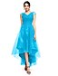 abordables Robes de bal de promo-Robe robe demoiselle d honneur Trapèze Robes pour occasions spéciales Dos Nu Asymétrique Col V Manche Courte Tulle Avec Croisé 2023