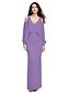 cheap Special Occasion Dresses-Sheath / Column Elegant Dress Formal Evening Floor Length Long Sleeve V Neck Chiffon with Beading 2022