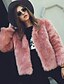 cheap Women&#039;s Furs &amp; Leathers-Women&#039;s Going out Fall / Winter Plus Size Regular Fur Coat, Solid Colored V Neck Long Sleeve Faux Fur White / Black / Blushing Pink