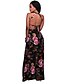 cheap Maxi Dresses-Women&#039;s Floral Maxi White Black Dress Summer Club Sheath Floral Halter Neck Black Cut Out Split S M