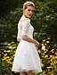 cheap Wedding Dresses-Reception Wedding Dresses A-Line Off Shoulder Half Sleeve Short / Mini Lace Bridal Gowns With Sash / Ribbon Appliques 2023 Summer Wedding Party, Women&#039;s Clothing