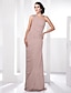 cheap Evening Dresses-Sheath / Column Elegant Dress Prom Formal Evening Floor Length Sleeveless One Shoulder Chiffon with Beading Side Draping 2023