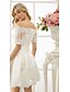baratos Vestidos de Casamento-A-Line Wedding Dresses Off Shoulder Short / Mini Satin Half Sleeve Formal Casual Illusion Detail with Sashes / Ribbons Appliques 2022