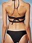 baratos Bikini-Mulheres Sólido Esportes Recortes Nadador Preto Biquíni Roupa de Banho - Sólido S M L Preto / Com Bojo
