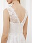 cheap Wedding Dresses-A-Line Wedding Dresses V Neck Asymmetrical All Over Lace Regular Straps Formal Casual Little White Dress Illusion Detail with Appliques 2021