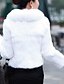 preiswerte Pelz &amp; Ledermode für Damen-Damen Pelzmantel Solide Herbst Winter Peter Pan Kragen Kurz Mantel Alltag Langarm Jacken Weiß