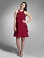 cheap Special Occasion Dresses-Sheath / Column Jewel Neck Knee Length Chiffon Dress with Beading by TS Couture®