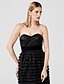 cheap Special Occasion Dresses-Sheath / Column Open Back Dress Holiday Floor Length Sleeveless Sweetheart Lace with Sash / Ribbon Tiered