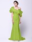 olcso Alkalmi ruhák-Mermaid / Trumpet Elegant Dress Prom Court Train Short Sleeve One Shoulder Organza with Cascading Ruffles