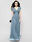 cheap Evening Dresses-A-Line Elegant Formal Evening Military Ball Dress V Neck V Back Sleeveless Floor Length Chiffon with Ruched Ruffles Draping 2022