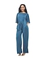 voordelige Dames jumpsuits &amp; rompers-Dames Grote maten Dagelijks Strakke ronde hals Zwart Paars Rood Jumpsuit Onesie, Effen Strik L XL XXL Katoen Halve mouw Lente Herfst