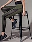 baratos Calças e leggings-Mulheres Final de semana Sexy Cordão Bordado Legging Retalhos Com Transparência Cintura Alta Verde S M L / Skinny