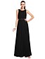 זול Jurken voor speciale gelegenheden-A-Line Minimalist Elegant Prom Formal Evening Wedding Party Dress Jewel Neck Sleeveless Floor Length Chiffon with Pleats Crystals 2021