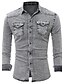 cheap Men&#039;s Casual Shirts-Men&#039;s Shirt Solid Colored Shirt Collar Blue Light gray Dark Gray Long Sleeve Plus Size Daily Going out Denim Slim Tops / Winter / Fall / Winter