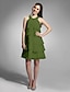 cheap Special Occasion Dresses-Sheath / Column Jewel Neck Knee Length Chiffon Dress with Beading by TS Couture®