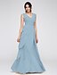 cheap Prom Dresses-A-Line Elegant Dress Prom Floor Length Sleeveless V Neck Chiffon with Ruched Tier 2023