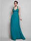 cheap Prom Dresses-Sheath / Column Elegant Dress Prom Wedding Party Floor Length Sleeveless V Neck Chiffon Backless Crisscross Back with Ruched Beading 2024