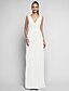 cheap Special Occasion Dresses-Sheath / Column Open Back Dress Prom Sweep / Brush Train Sleeveless Plunging Neck Chiffon with Criss Cross 2022