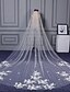 cheap Wedding Veils-One-tier Cut Edge / Lace Applique Edge Wedding Veil Cathedral Veils 53 Appliques / Scattered Bead Floral Motif Style Lace / Tulle / Classic