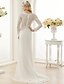 billiga Brudklänningar-A-linje Bateau Neck Svepsläp Chiffong Spets Bröllopsklänning med Spets av LAN TING BRIDE®