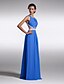 cheap Prom Dresses-Sheath / Column Beautiful Back Illusion Detail Prom Formal Evening Dress Scoop Neck Sleeveless Floor Length Chiffon with Beading Side Draping 2021