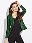 preiswerte Weste-Women&#039;s Faux Leather Jacket Daily Sophisticated Solid Colored PU Men&#039;s Suit Black / Green / Red - Square Neck / Long Sleeve / Plus Size