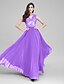 cheap Special Occasion Dresses-A-Line V Neck Floor Length Chiffon / Lace Bodice Prom / Formal Evening Dress with Lace / Sash / Ribbon by TS Couture®
