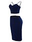 cheap Women&#039;s Two Piece Sets-Women&#039;s Tank Top Navy Blue Solid Colored Racerback Sleeveless Daily Strap Summer