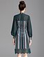 cheap Women&#039;s Dresses-Women&#039;s Daily Sheath Dress - Solid Colored Striped Crew Neck Fall Green L XL XXL