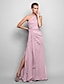 halpa Juhlamekot-Sheath / Column Open Back Dress Formal Evening Military Ball Floor Length Sleeveless One Shoulder Chiffon with Side Draping 2023