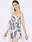 cheap Women&#039;s Jumpsuits &amp; Rompers-Women&#039;s Daily / Club Street chic Strapless Gray Romper Onesie Print S M L High Rise Sleeveless Summer
