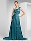 cheap Special Occasion Dresses-A-Line Elegant Dress Formal Evening Military Ball Court Train Sleeveless One Shoulder Chiffon with Beading Appliques Flower 2023