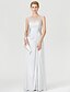 preiswerte Kleider für die Brautmutter-Etui-/Säulenkleid für die Brautmutter, elegantes Furcal-Illusion-Ausschnitt, bodenlanger Tüll, Stretch-Satin, ärmellos, nein, mit Falten, Perlen, vorne geteilt, 2023