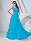 cheap Evening Dresses-A-Line Elegant Dress Prom Floor Length Sleeveless One Shoulder Organza with Pleats Crystals 2022 / Formal Evening