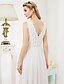 cheap Wedding Dresses-Beach Wedding Dresses Floor Length Princess Sleeveless V Neck Chiffon With Beading 2023 Winter Bridal Gowns