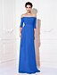 cheap Prom Dresses-Sheath / Column Minimalist Dress Wedding Guest Formal Evening Sweep / Brush Train Half Sleeve Off Shoulder Bridesmaid Dress Chiffon with Ruched Draping 2023