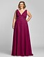 cheap Evening Dresses-A-Line Elegant Dress Prom Floor Length Sleeveless V Neck Chiffon V Back with Ruched Beading 2022 / Formal Evening
