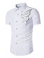 cheap Men&#039;s Shirts-Men&#039;s Solid Colored Embroidered Shirt - Cotton Daily Going out Standing Collar Wine / White / Black / Spring / Summer / Short Sleeve