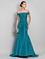 cheap Evening Dresses-Mermaid / Trumpet Elegant Dress Engagement Formal Evening Court Train Sleeveless Off Shoulder Taffeta with Sash / Ribbon Ruched Crystals 2024