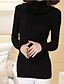 cheap Women&#039;s Sweaters-Women&#039;s Daily / Going out Casual Solid Colored Long Sleeve Slim Regular Pullover, Turtleneck Spring / Fall Wool Black / Red One-Size