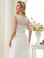 cheap Wedding Dresses-Wedding Dresses Sweep / Brush Train A-Line Sleeveless Illusion Neck Lace With Sash / Ribbon Buttons 2023 Winter Bridal Gowns