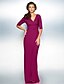 cheap Special Occasion Dresses-Sheath / Column Minimalist Elegant Formal Evening Wedding Party Dress V Neck Half Sleeve Floor Length Jersey with Criss Cross Ruched 2021