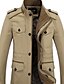 cheap Men&#039;s Jackets &amp; Coats-Men&#039;s Daily Spring / Fall Regular Leather Jacket, Solid Colored / Striped Stand Long Sleeve Linen / Acrylic / Calfskin Green / Khaki XXXL / XXXXL / XXXXXL