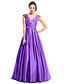 cheap Prom Dresses-A-Line Elegant Wedding Guest Prom Dress V Neck Sleeveless Floor Length Satin with Criss Cross Crystals 2021